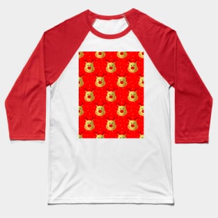 FUNNY Red Nose Reindeer Pattern Baseball T-Shirt